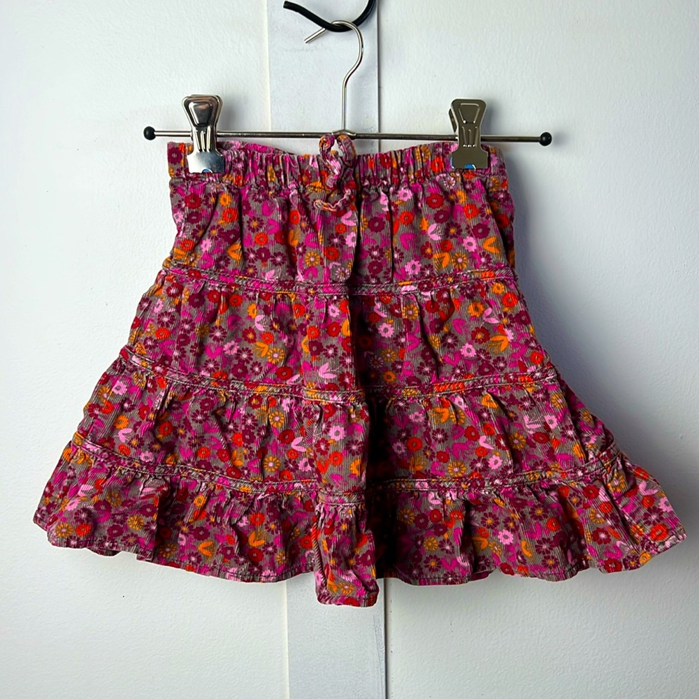 CHILDREN’S PLACE Floral Pink Corduroy Kids Tiered Skirt